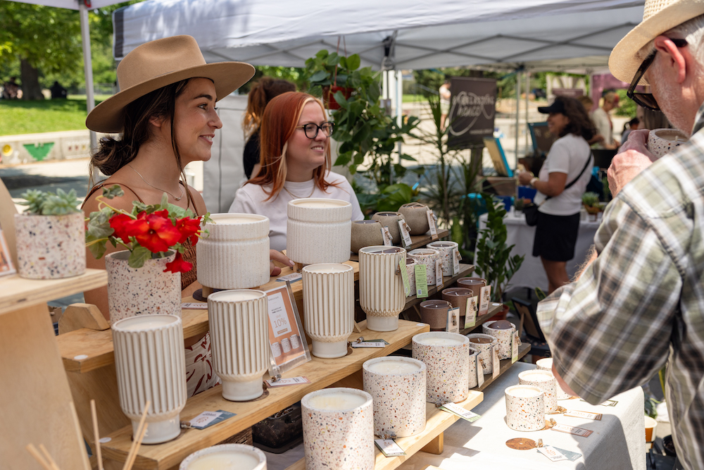 Shopping at Tennyson Street Fair includes home goods made by local artisans.